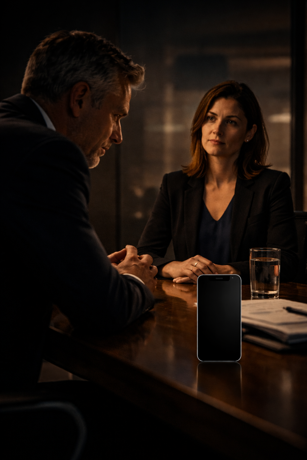 Marketing screenshot representing a high-stakes salary conversation at a work meeting.