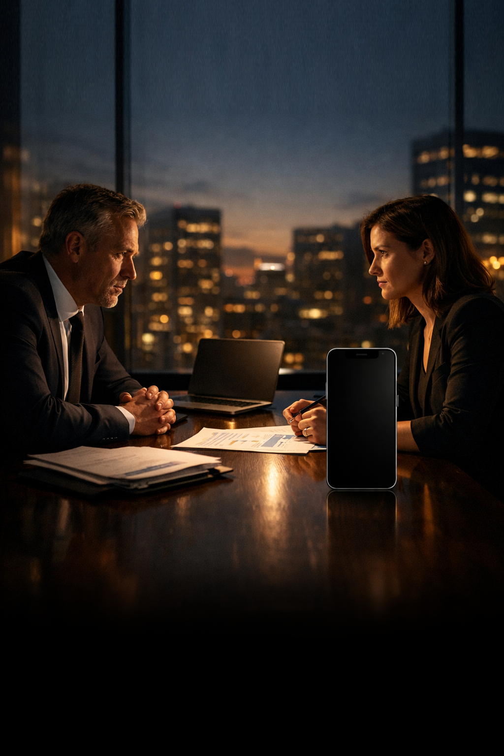 Marketing screenshot of a user speaking into the phone to practice a negotiation response.